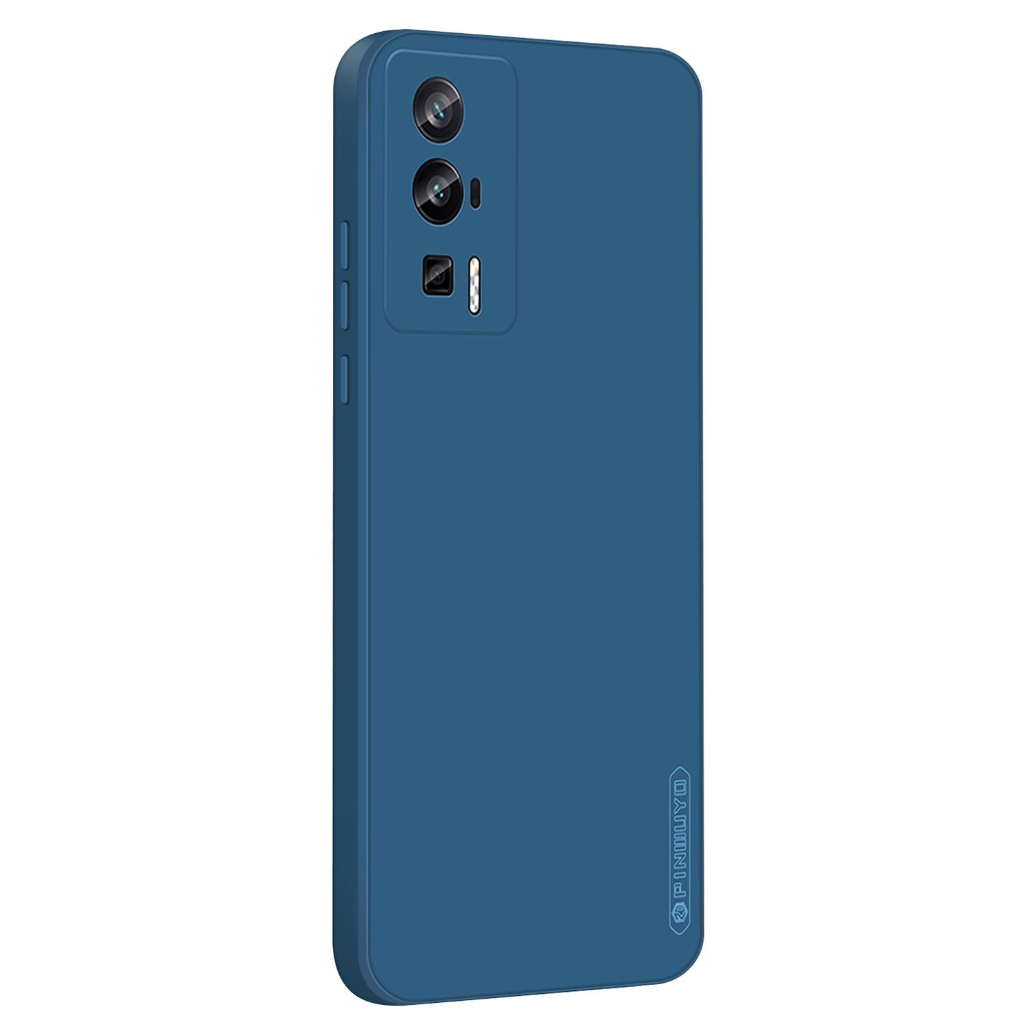

PINWUYO JK TPU-2 Series Phone Case for Xiaomi Poco F5 Pro 5G/Redmi K60 Pro 5G/K60 5G Fiber Flocking Lining Soft TPU Phone Cover Dark Blue
