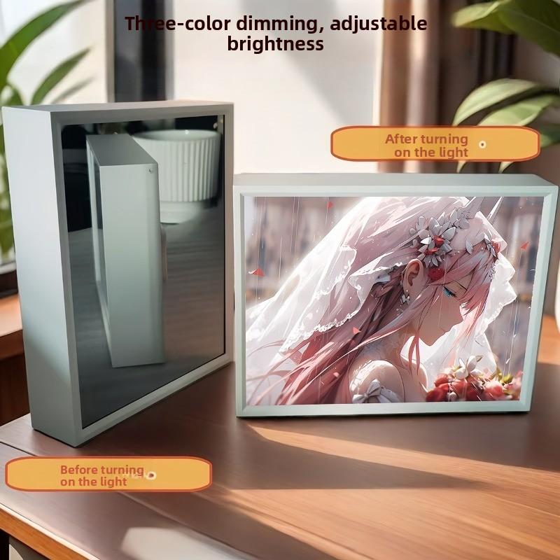 21cm/8.27in 3D Anime Light Night Painting Peripherals Desk Table Lamp Display Acrylic Mirror Collectible Gift Bedroom Decoration