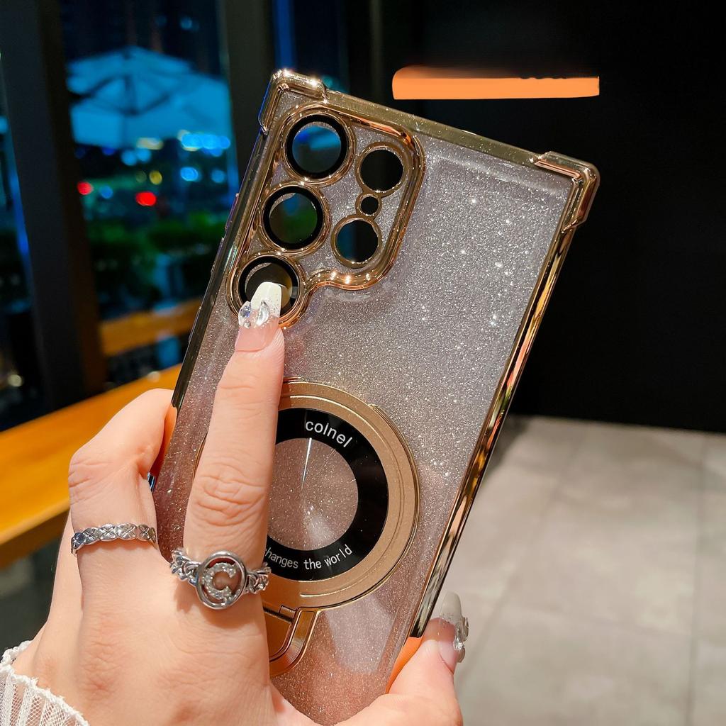 Suitable for Samsung S24ultra Gradient Mobile Phone Case Electroplated Four Corner Airbag Anti Fall S25 Invisible Bracket Protection Case