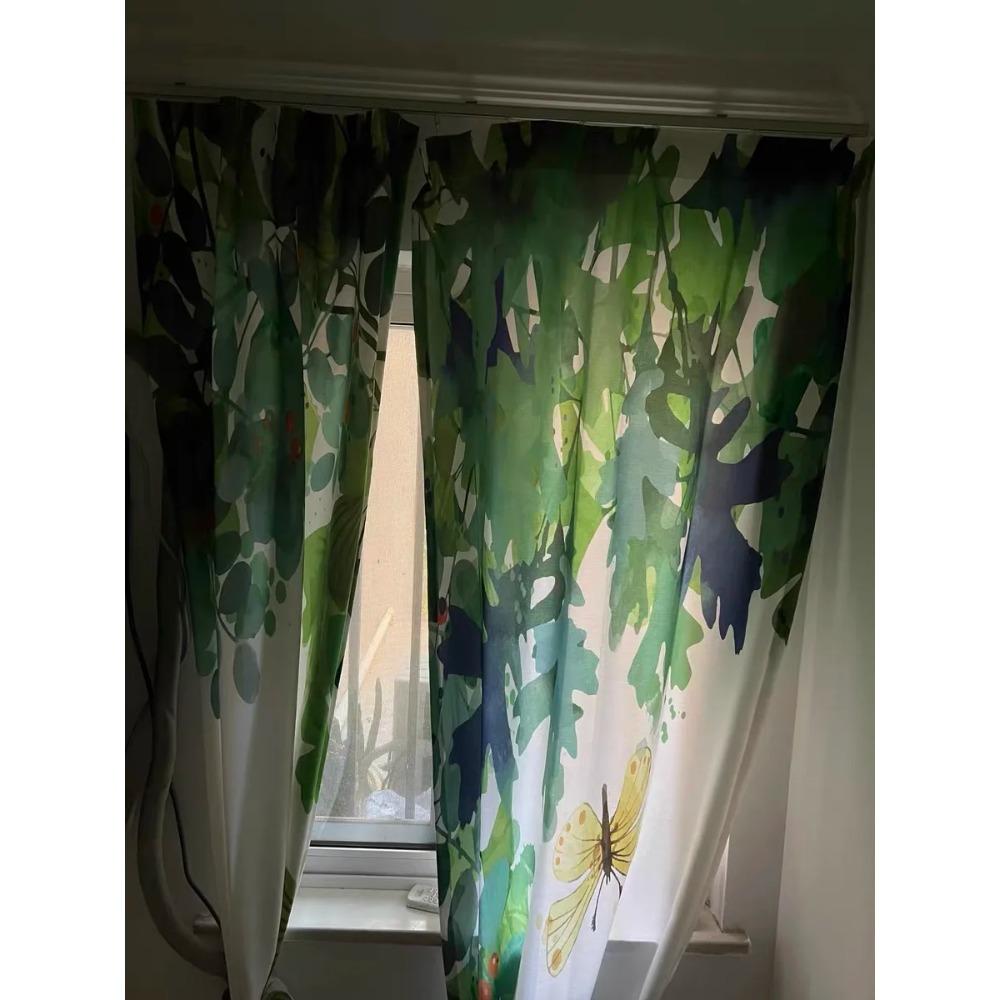 Nordic Tropical Green Plant Banana Leaf Custom Curtain Balcony Bedroom Bay Window Living Room Decor Grommet Top Rod Pocket Hook