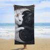Large YinYang Cats Themed Beach & Bath Towel - Quick-Dry Microfiber with Yin-Yang Symbol & YinYang Cats,Lightweight Suitable for