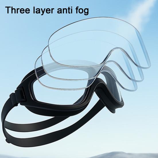 Adults Wide View Swim Goggles with Earplugs Waterproof No Leakage Anti-Fog Men Women Swimming Goggles Diving Snorkeling Equipment