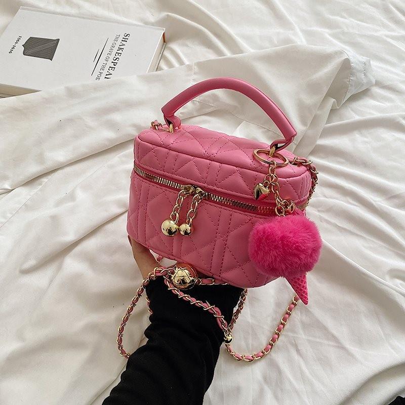 

Chic Mini Chain Bag For Women Stylish And Versatile High-end Design Bucket Shaped Rose Pink Large