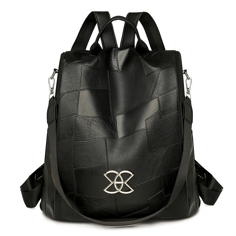 Женский противоугонный дорожный рюкзак большой вместимости из мягкой кожи коричневый — фото 9