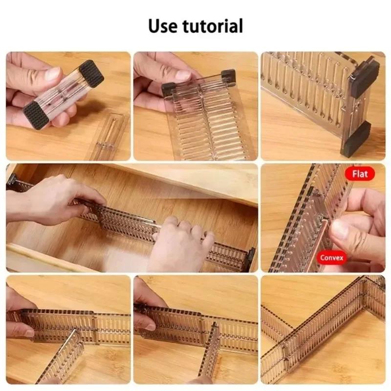 2pcs Adjustable Clapboard Drawer Divider Partition DIY Durable Storage Organiser Wardrobe Closet Punch free Separator