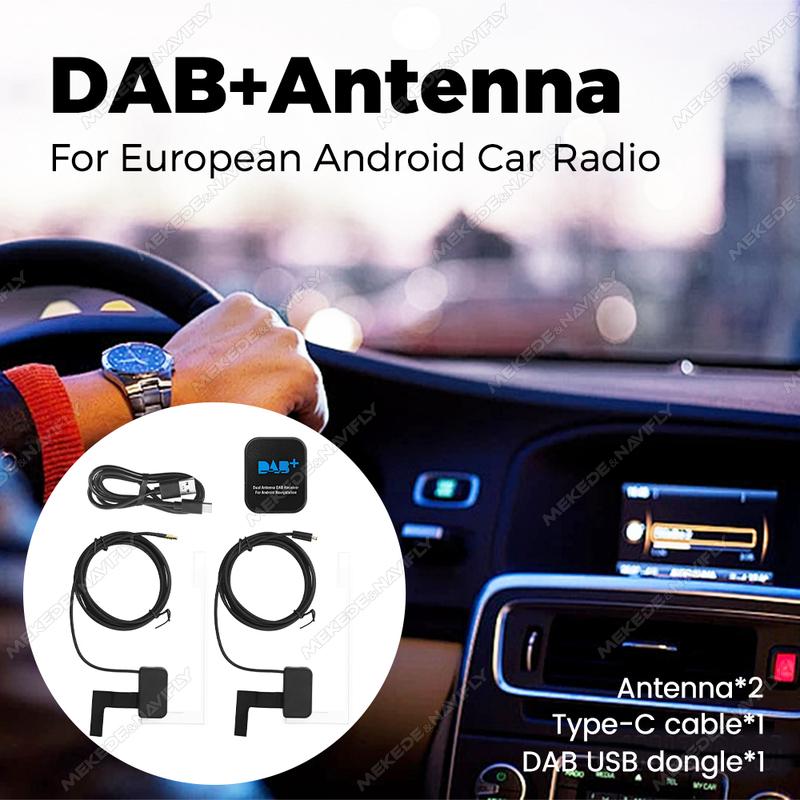MEKEDE Dual Antenna DAB+ Adapter for EU Digital Radio Universal Android Car Radio Navigation Type-C MCX SMA SMB Interface