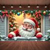 Xmas Backdrop Gold Ornament Holiday Background Festive Banner Red Bow Noel Backdrop For New Year Eve Home Indoor Christmas Photo