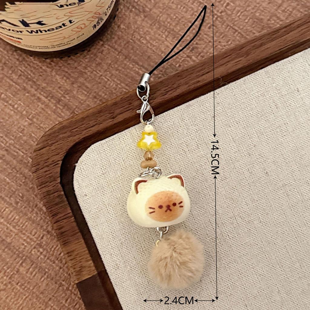 2 Pcs Cute Hairball Kitten Pendant Phone Chain Keychain Versatile Pendant Backpack Pendant