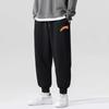 Casual sweatpants men's autumn and winter new large size tied feet thickened trendy printed velvet pants