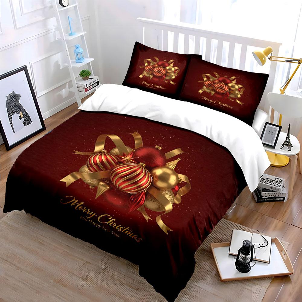 Christmas Ornament Gift Set Bedding Duvet Cover Set Duvet Cover Pillowcases (1*Duvet Cover 2*Pillowcases, Without Duvet Insert)