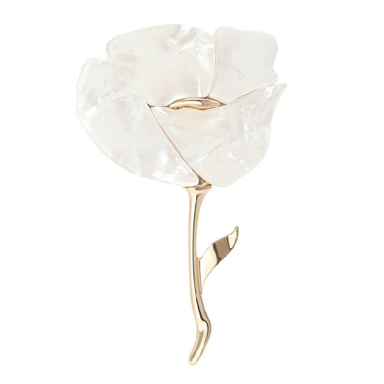 Stylish Floral Brooch Jewelry With Safety Clasp Elegant Flower Shaped Pattern Metal Badge Accessories For Women белый