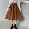 Niche Waist-Tied Women's Autumn Winter Long Midi Skirt A-Line Slim-Fitting Flared Skirt
