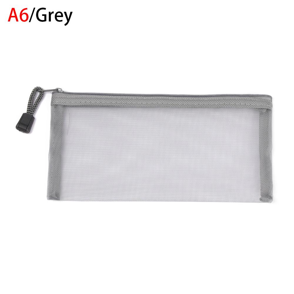 1PC Nylon Mesh Zipper Case Transparent Grid Cosmetic Storage Handbags Coin Purse Solid Color Mesh Pen Bag Home Storage Tools