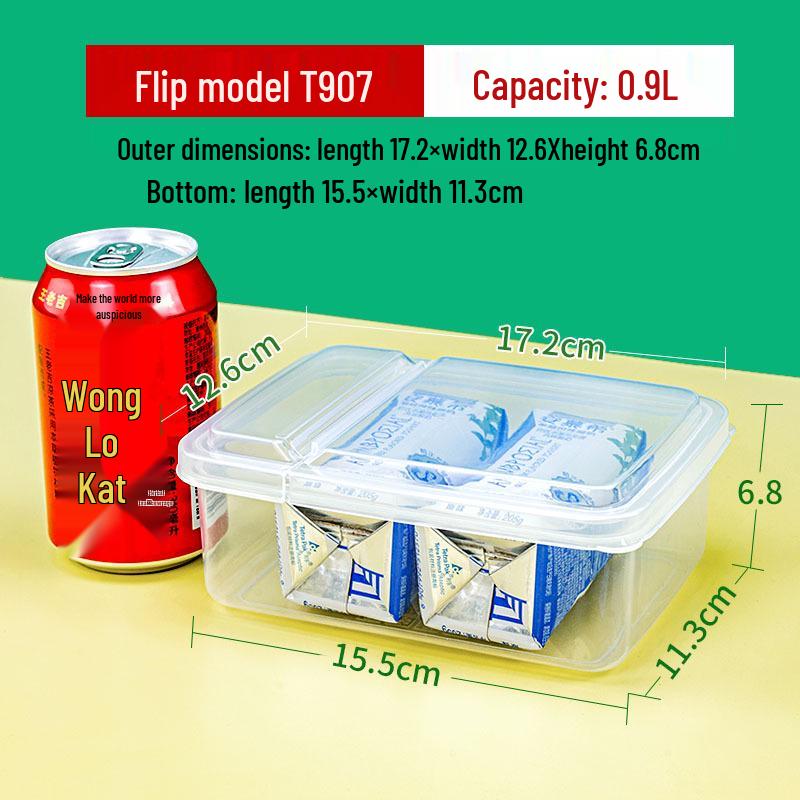 0.9L Flip-Top Transparent Fridge Storage Box, Food-Grade Organizer.