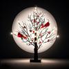 Christmas Glowing Tree Light Vintage Birch Tree LED Cardinal Little Red Bird Table Decoration for Xmas Indoor Home Decor