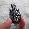 Vintage Stainless Steel Men's Pendant Single Sided Viking Wolf Head Necklace