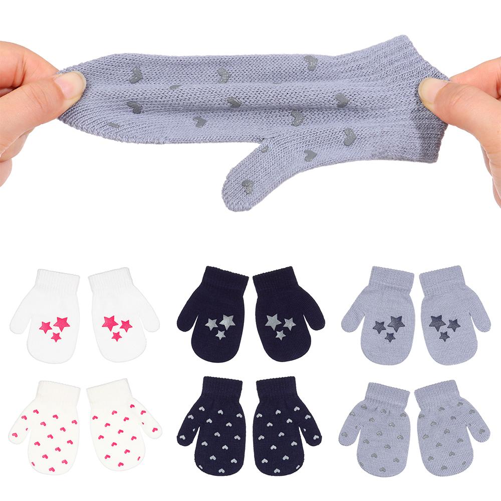 New Hot Soft Star Non-slip Knitted Mittens Kids Gloves Cute Cartoon Thick Warm