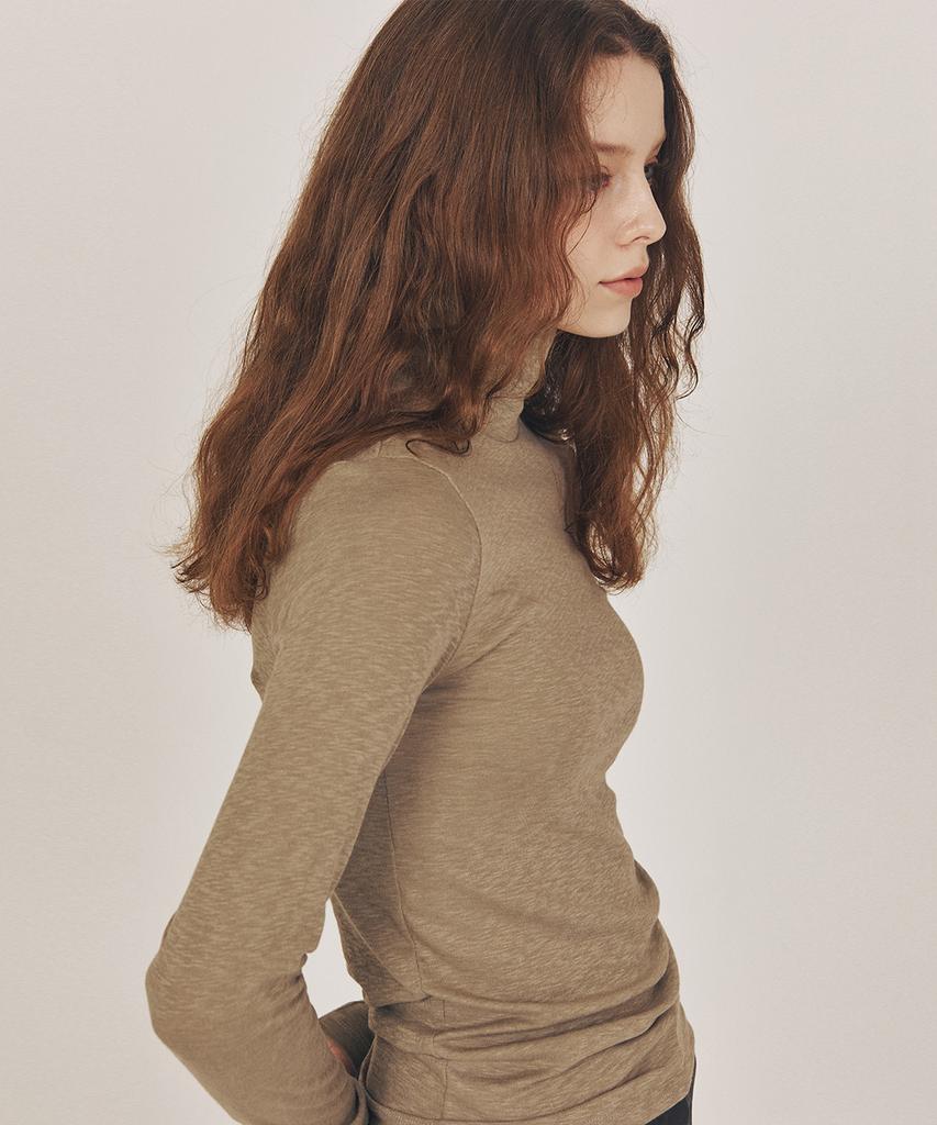 WEREVE Modal Turtleneck Top_Khaki