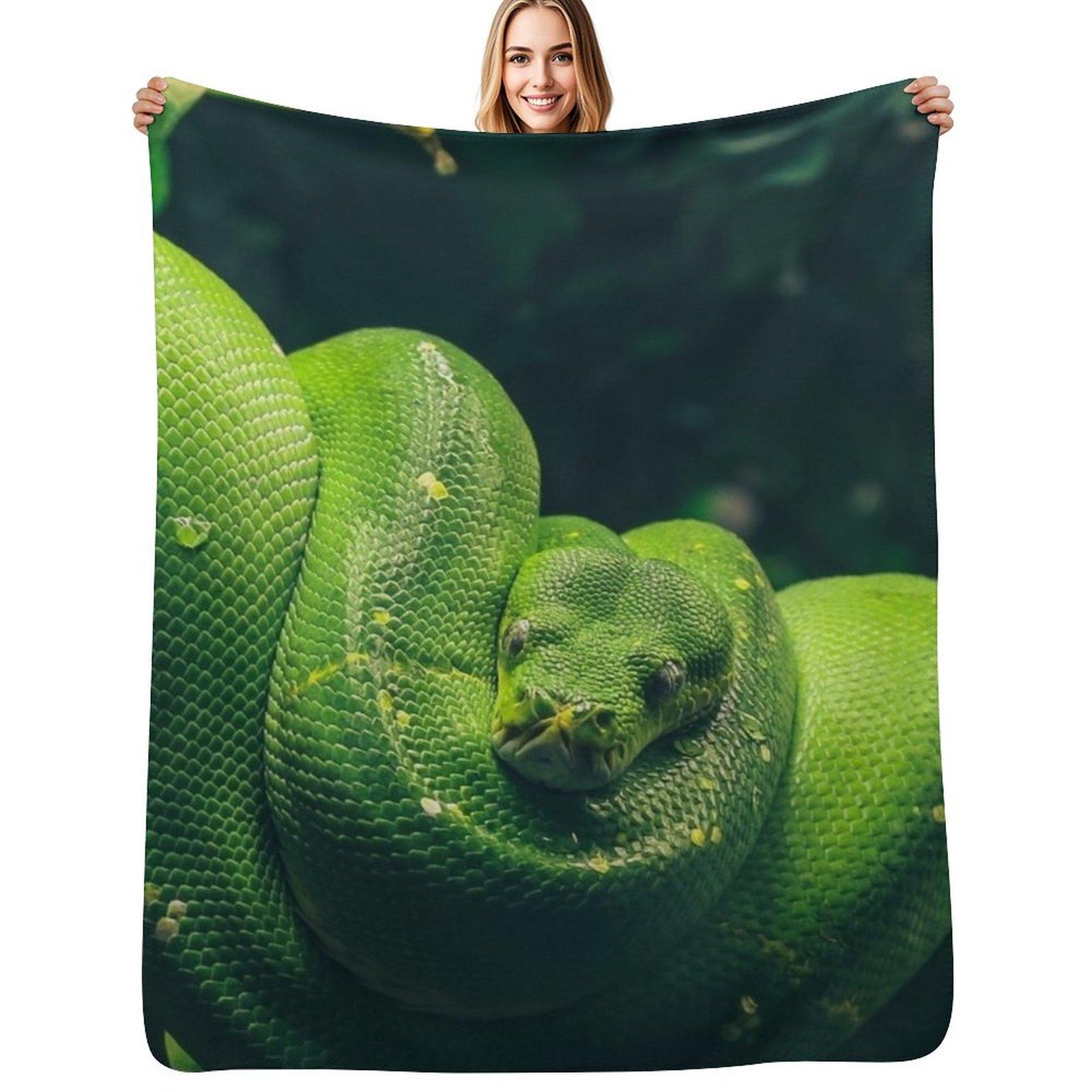 Green Tree Python Throw Blanket Decorative Soft Throw Blanket for Couch Sofa 102x76cm(40x30in)