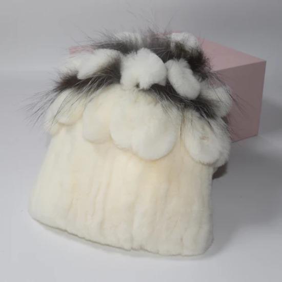 Neue Mode Frauen Winter Echte Rex Kaninchen Pelzmütze Schal Natürliche Weiche Rex Kaninchen Pelz Kappe Schals Sets Für Dame Im Freien warm halten