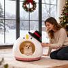 Cat Nest Bed Cute Soft Snowman-Shaped Pet Furniture With Washable Mat Cute Cat Bed For Indoor Winter Travel Car RV Camping Desk