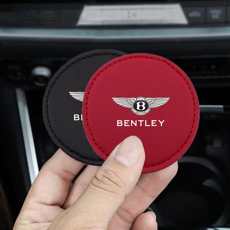 2Pcs Car Interior Coaster Water Cup Bottle Holder Anti-slip Pad Mat for New Bentley Flying Spur Continental GT Bentayga Mulsanne