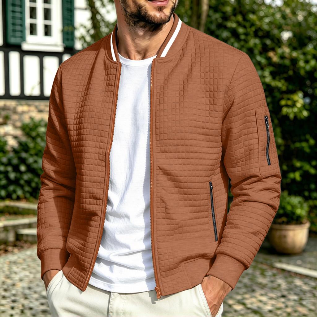 Men's Casual Zip-Up Stand Collar Jacket for Sports and Everyday Wear, Athletic Outerwear