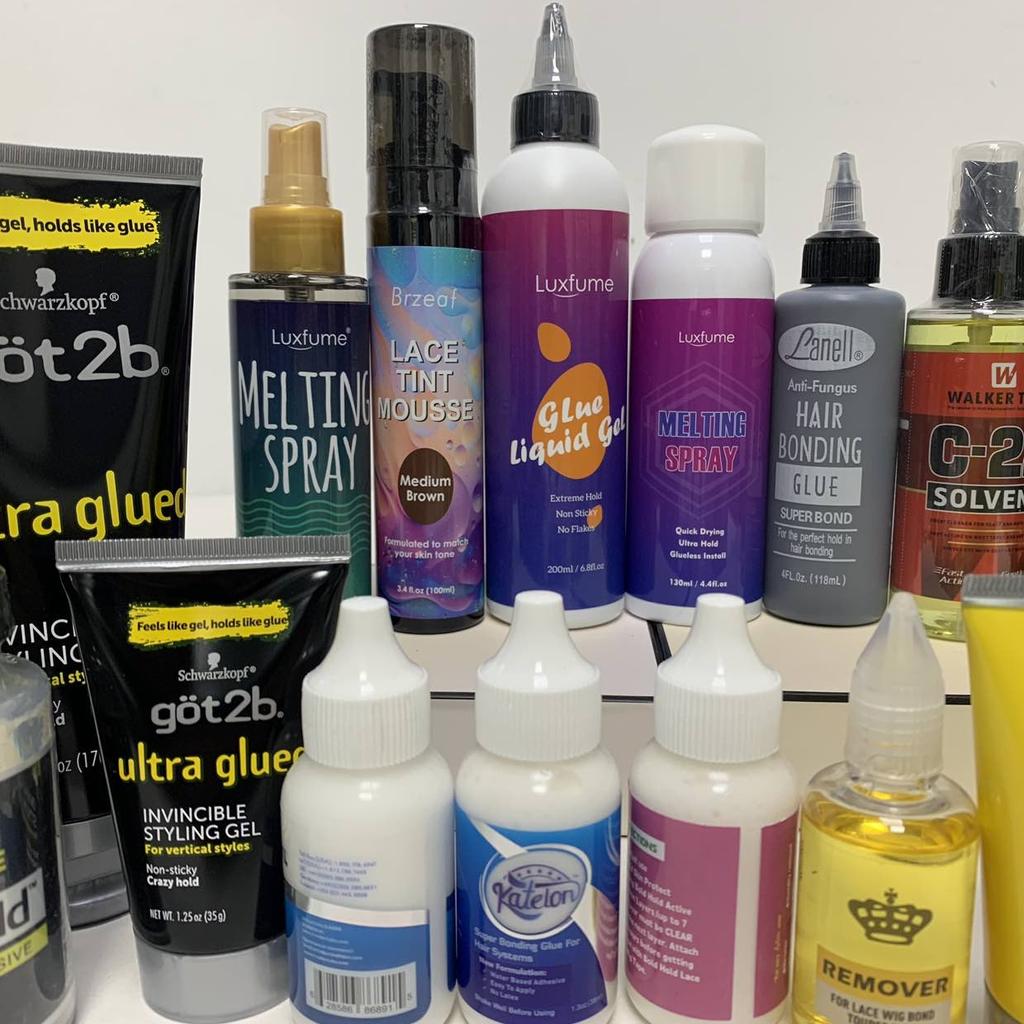 Perücken-Installationsset, Kleber, Bold Glue Remover, Wachsstift, Walker Tape, Ultra Hold Glue, Got 2b Klebespray für Haarverlängerungen