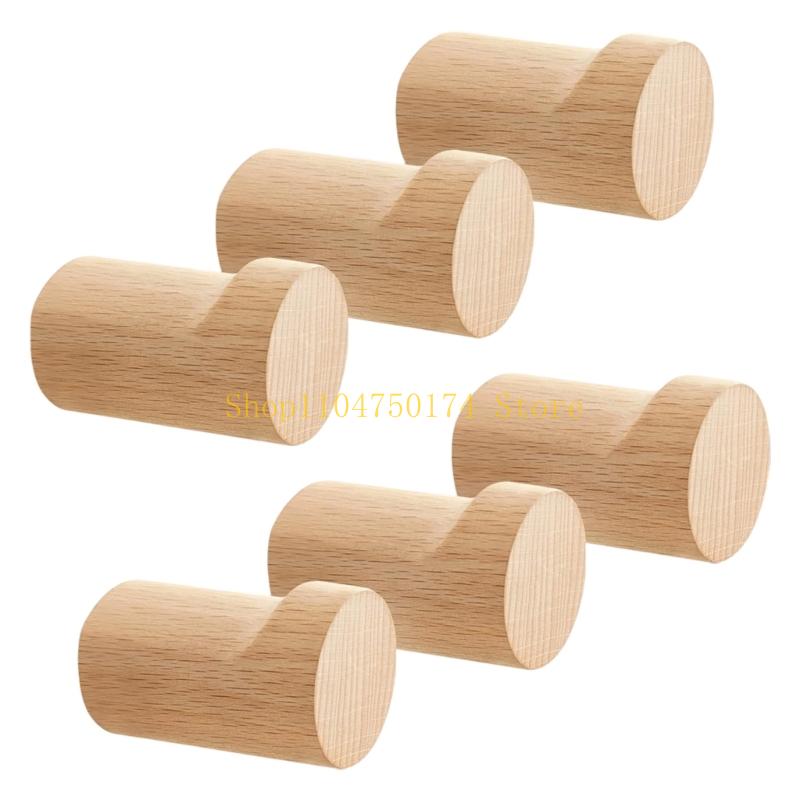 Pack Of 6 Decorative Wood Hook Handmade Beechwood Wall Mount Hook Load Bearing Home Accessory top sale