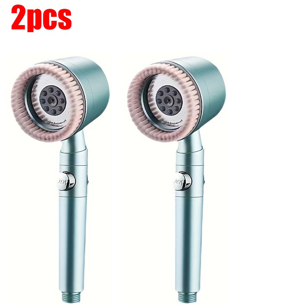 Pommeau de douche 5+1 modes avec brosse de massage ABS Haute pression Économie d'eau Portable Filtre de salle de bain Pommeau de douche Arrêt d'eau à une touche