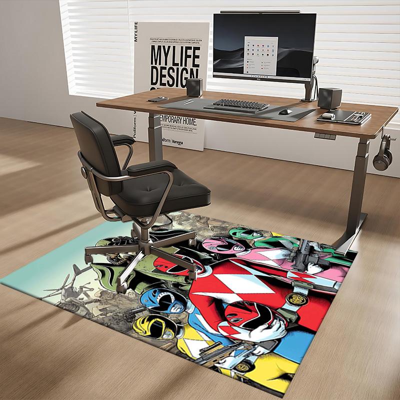 1 Stück Power Rangers Roter Ranger Stuhlmatte - Anime Cartoon Design, Rutschfeste Teppichmatte für Büro, Heimdekoration, Wohnzimmer, Schlafzimmer, Spielzimmer - Perfektes Geschenk
