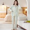 Mittelalte Mutter Pyjama Damen Frühling und Herbst Imitation Baumwolle Langarm Revers Strickjacke Herbst Schwiegermutter Loungewear Set