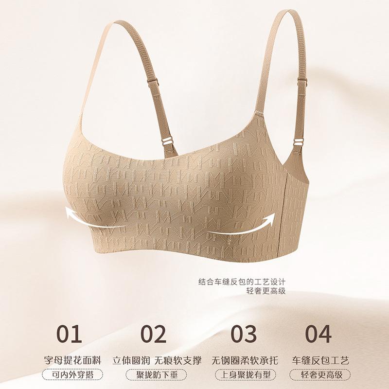Traceless underwear Women's small breasts gather and support, anti-sagging, no steel ring, comfortable soft support, pull and close the breast bra