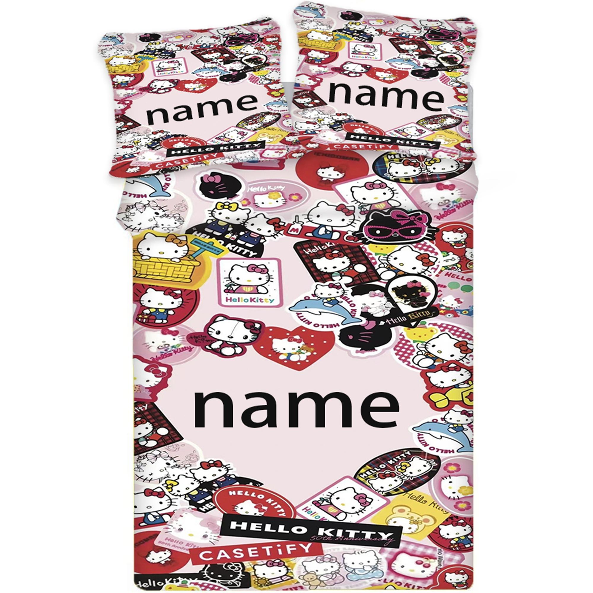 

Comforter Personalized Bedding Hleeo Kitty With Your Own Name For Children And Adults Custom Microfiber Family Comforter (quilt)-EU Single(135*200cm)3pcs