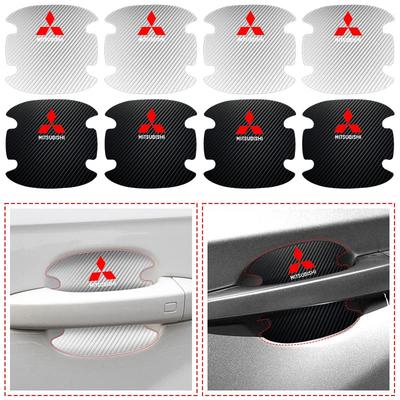 4PCS Car Door Handle Protection Sticker Emblem Car Styling For Pajero Outlander XL Montero Lancer Triton L200 Galant