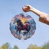 10 Inch Colorful Glass Horse Wind Spinner Rustic Farmhouse 2D Kinetic Garden Art for Indoor Outdoor Patio Lawn Yard Decor