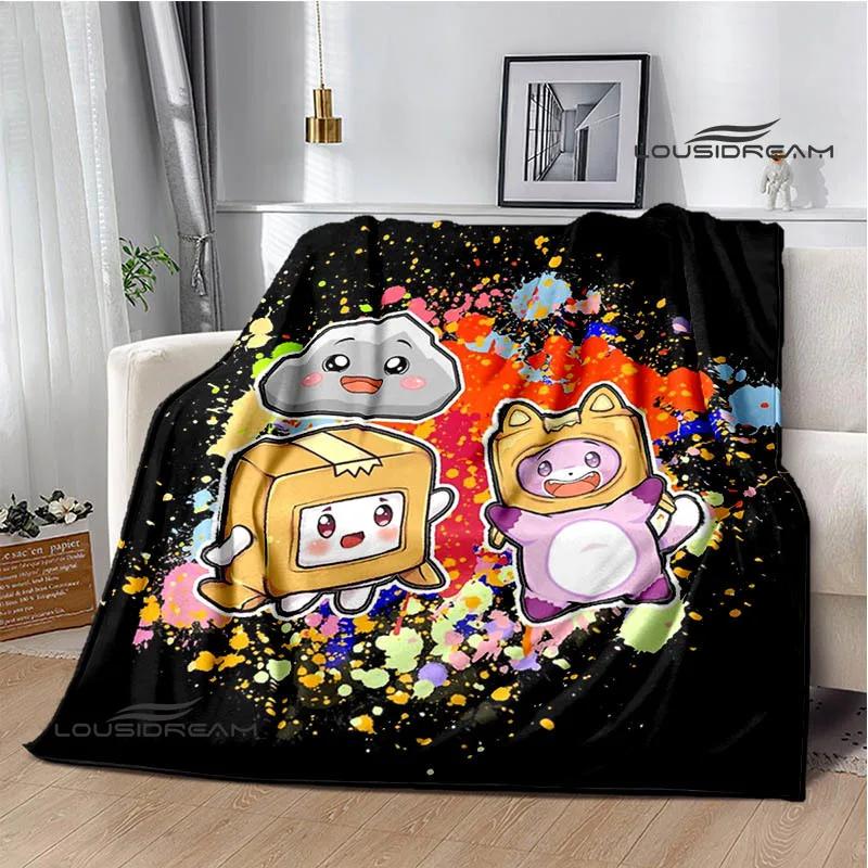 Lankybox Foxy Boxy cute Printed blanket picnic blanket Flannel Warm blanket Soft Cozy Blanket Home travel blanket Birthday Gift