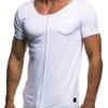 Men's Casual Patchwork Frayed Hem Round Neck Short Sleeve T-shirt