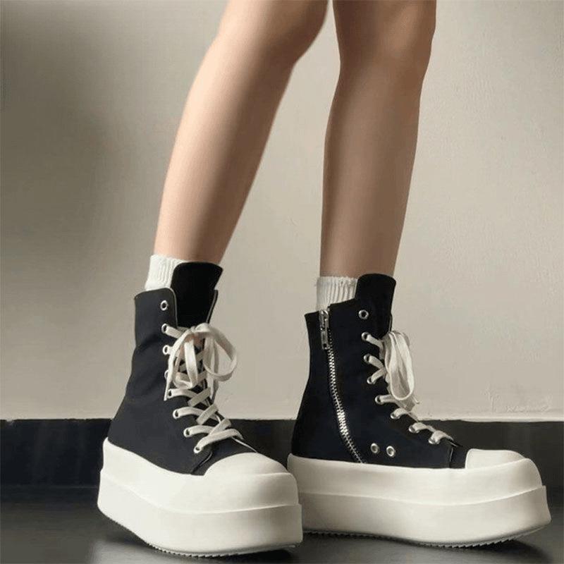 Fashion thick-soled heightening shoes for girls are trendy and cool in summer, new lace-up muffin board shoes for women with skirts, niche short boots