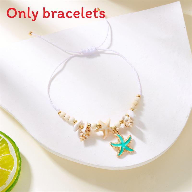 Bohemian Starfish Shell Beaded Bracelet With Electroplated Zinc Alloy For Summer Beach Vacation Gift