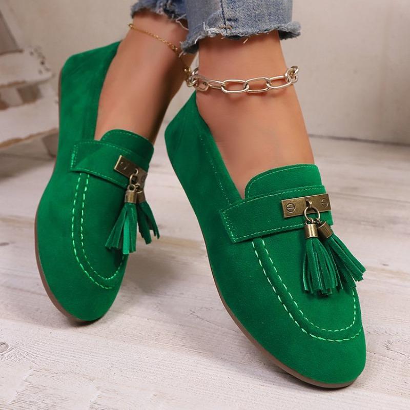 Damen Übergröße Quasten Einfarbig Flache Slipper Neue Herbst Leichte Bequeme Slip-On Schuhe