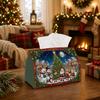 1pc Magical Winter Village Tissue Box - Multi-Functional Christmas Napkin Dispenser, Available In Durable Polyester, Decorated with Snowman Nutcracker