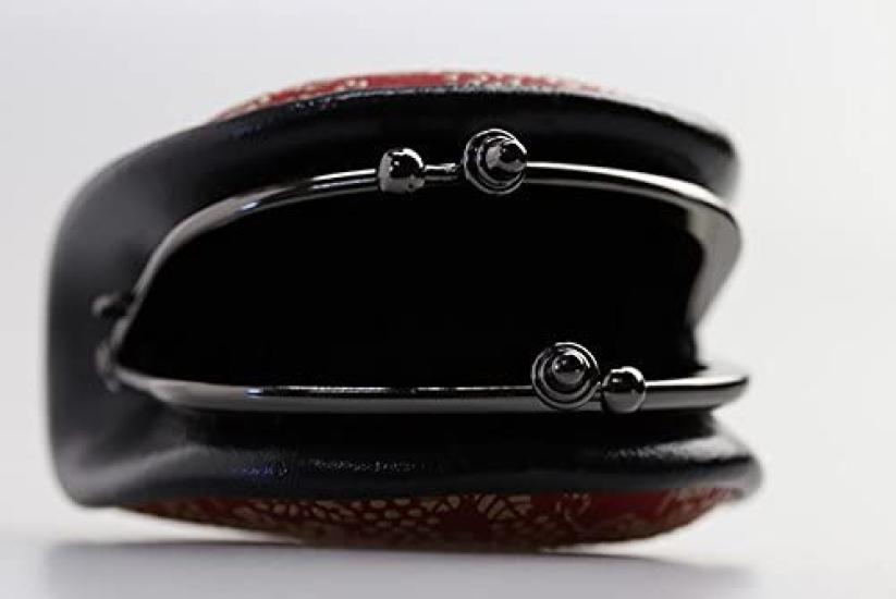Uehara Yuichi Genuine Leather Clasp Wallet with Coin Model Number Red with White Grape Made In Japan Inden-ya (INDEN-YA) Purse, 1105, Lacquer,