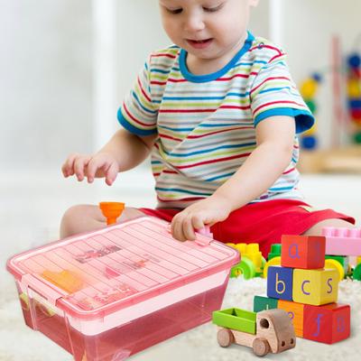 Plastic Storage Box with Divided Tray Large Capacity Transparent Stackable Toy Storage Bin Playroom Container Organizer with Lid