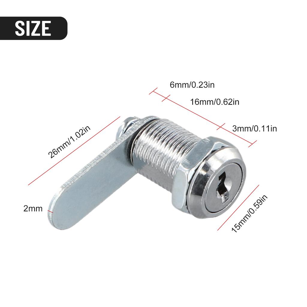 Metal Cylinder Lock Cabinet Locker Cam Lock With Keys Security Mailbox Lock Drawer Cabinet Tongue Lock 12MM Furniture Hardware