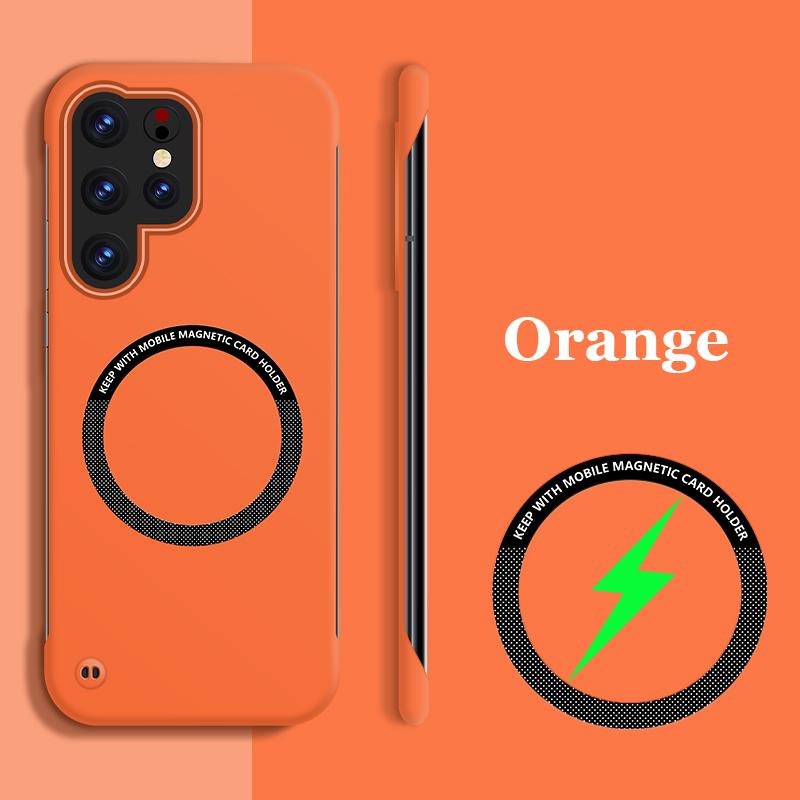 

Ультратонкий магнитный безрамочный чехол для Samsung S25 S24 Ultra S23 Plus S22 S21 FE S20 с беспроводной зарядкой, ударопрочный жесткий чехол для ПК For S23