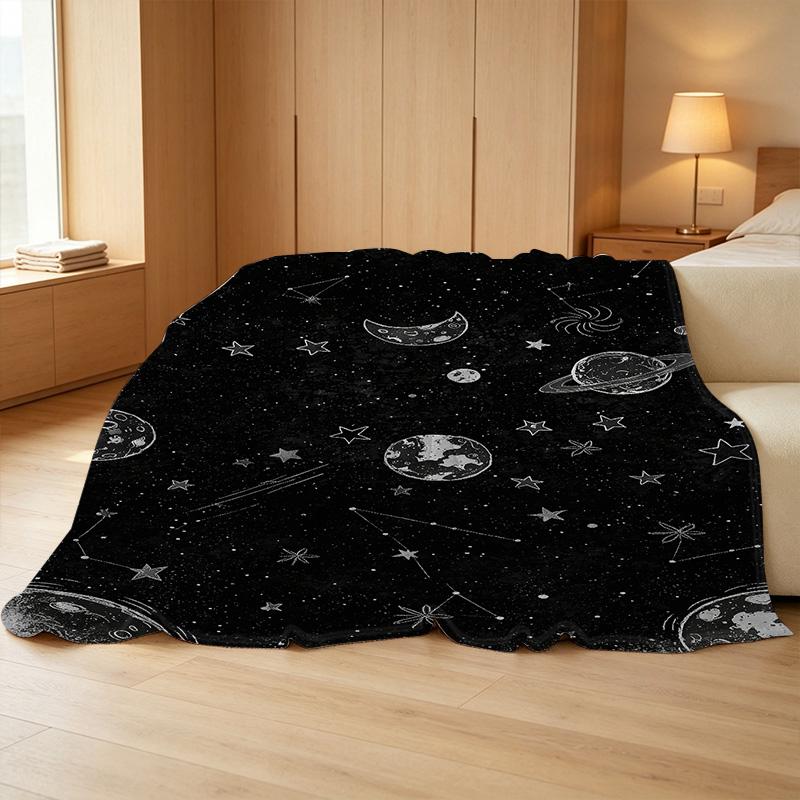 Starry Sky Flannel Blanket - Soft Cozy Skin-friendly Warm Throw for Home, Office Napping, Halloween & Christmas