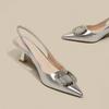 Internet celebrities popular pointed high heels women's thin heel with square buckle bag head sandals summer skirt women's shoes