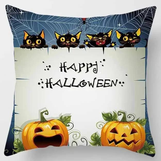 Taie d'Oreiller Décorative À Motif De Citrouille, Lanterne, Chat, Horreur, Halloween, Pour Bureau, Salon, Canapé, Voiture