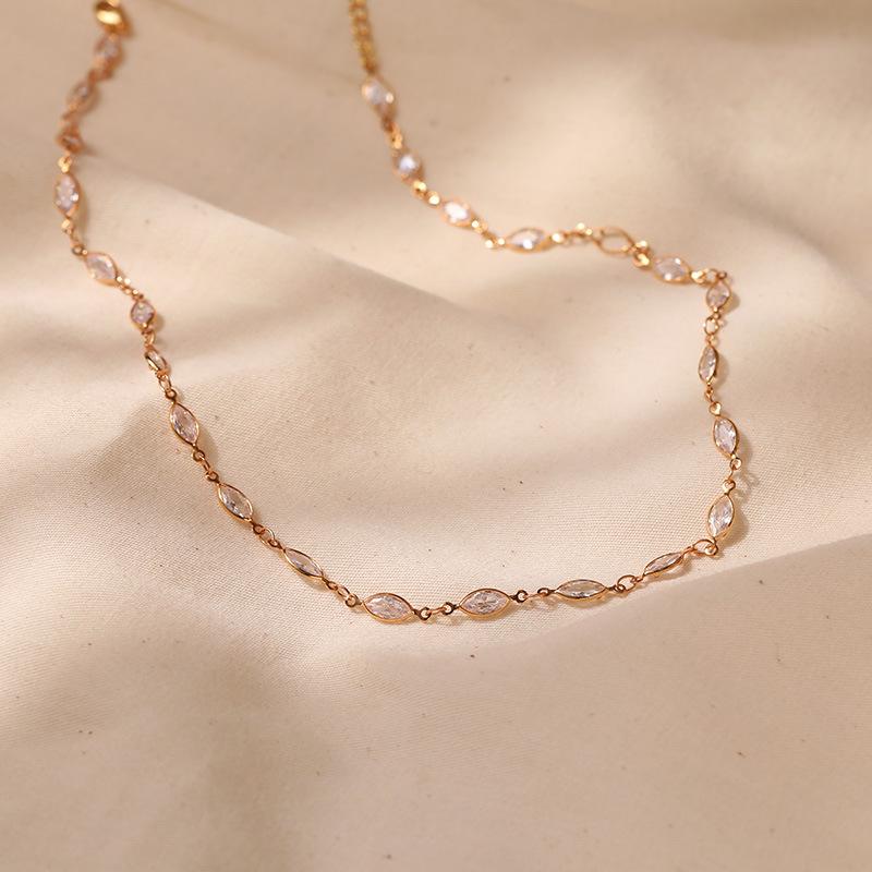 K Gold Plated Brass Zircon Light Luxury Minimalist Clavicle Necklace